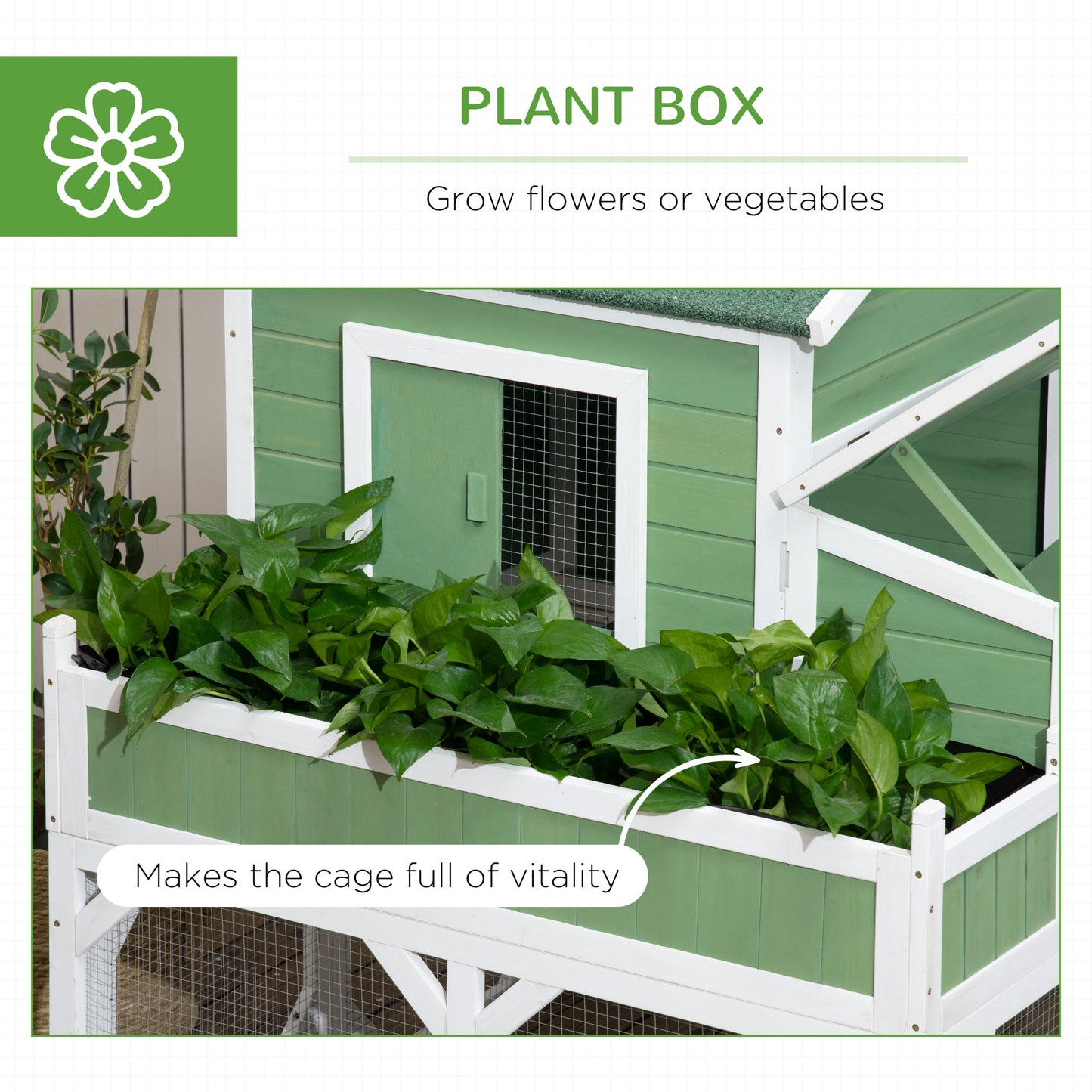 49-Inch Small Chicken Coop with Garden Space, Weatherproof Outdoor Hen House - Green