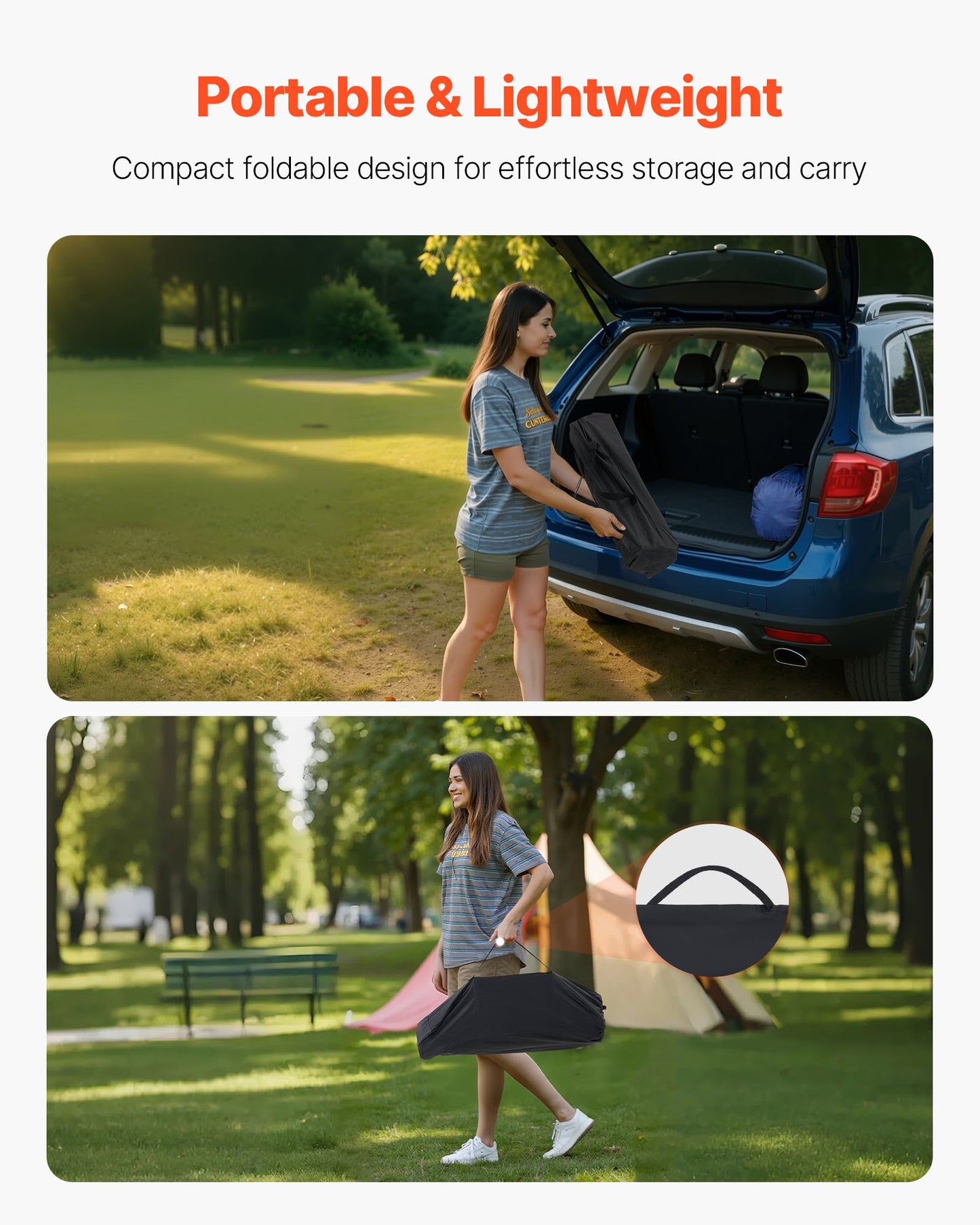 Portable Camping Table with Aluminum Surface & Carry Bag - Foldable Outdoor Picnic Table