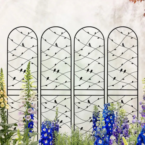 Metal Garden Trellis - 86.7" x 19.7" Rustproof Black Support for Climbing Plants