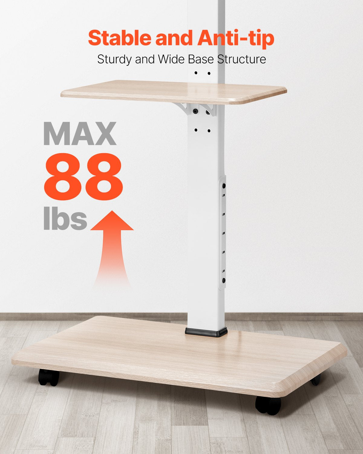 Mobile TV Stand for 32-70 Inch Screens - Height Adjustable with Tray