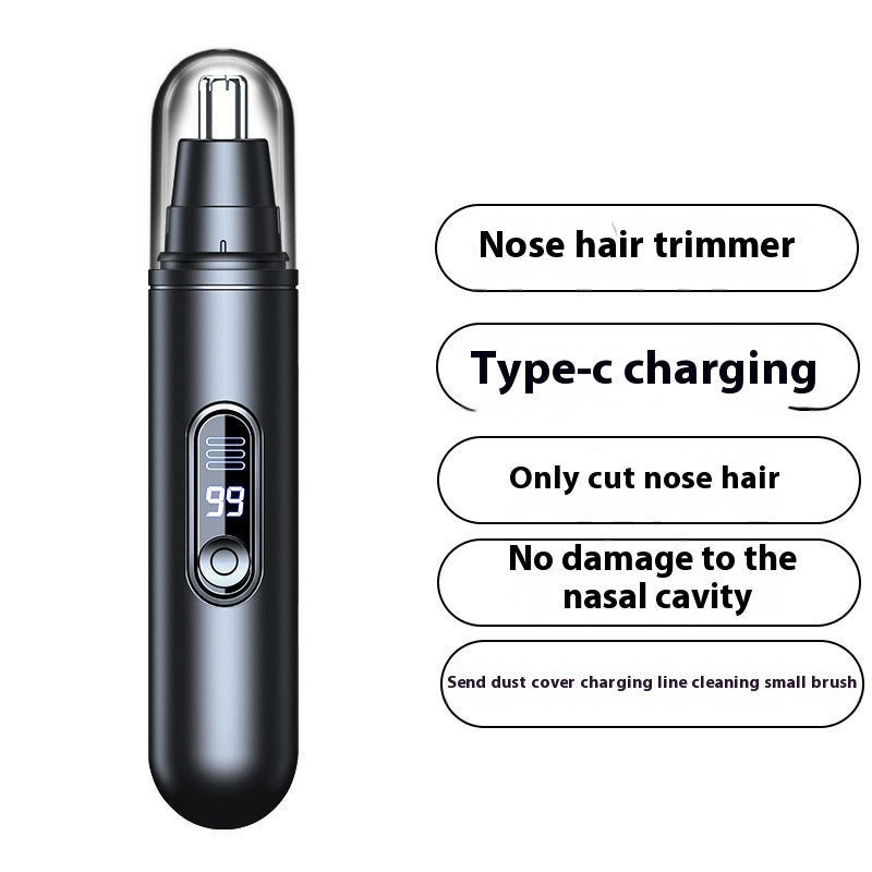 Men's Electric Nose Hair Trimmer with LED Digital Display - Rechargeable