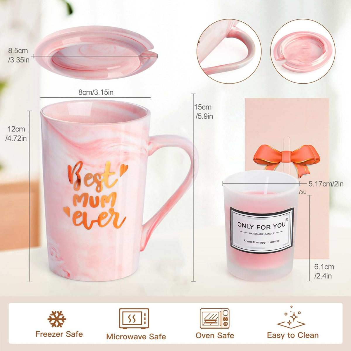 Ceramic Tulip Glass Cup with Bunny Pendant and Gift Card, 301-400ml