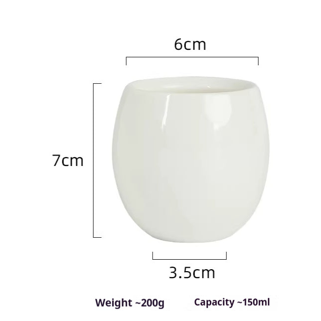Marble Patterned Ceramic Tasting Cup - Small Round Coffee Mug, Minimalist Design