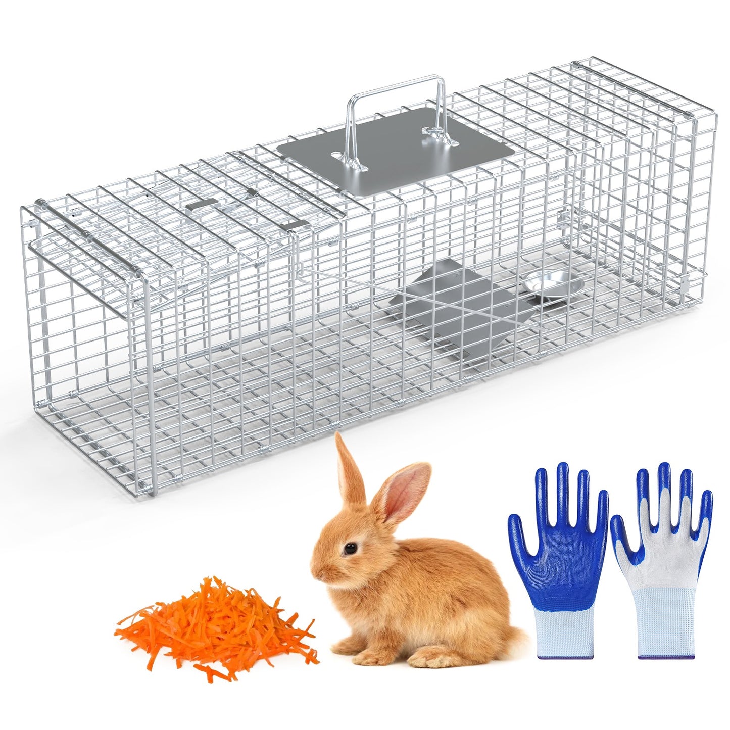 Humane Live Animal Trap Cage - 27x7.5x8in for Cats & Small Animals