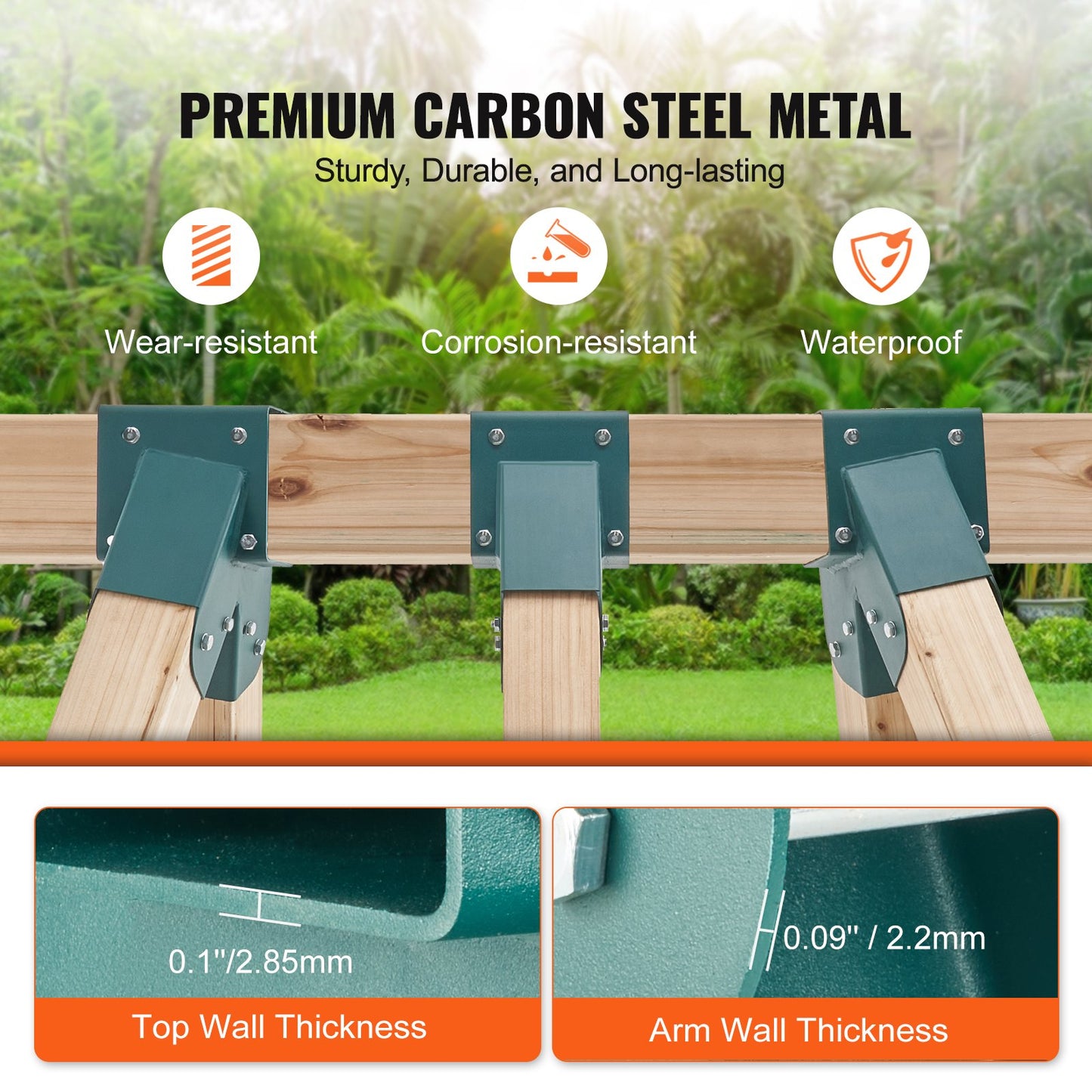 Heavy Duty A-Frame Swing Set Brackets for 4x4 and 4x6 Beams - Green, 3 Pieces