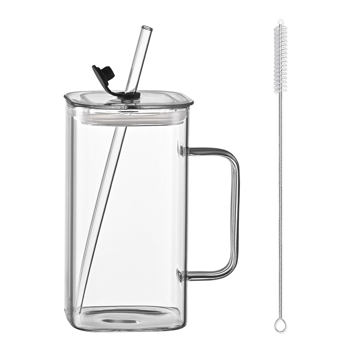 Transparent Glass Straw Cup - 4 Colors, High Borosilicate Drinkware