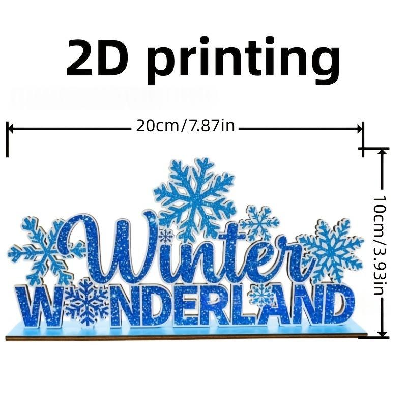Wooden Snowflake and Snowman Ornaments Set - Blue Holiday Decor 20x10cm