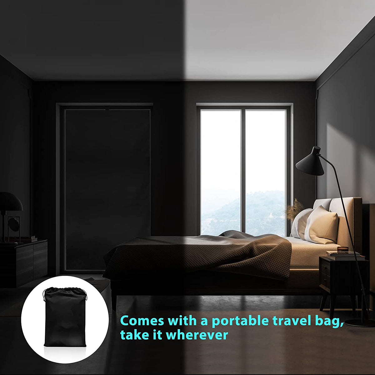 Portable Blackout Curtains - Oxford Cloth, Black