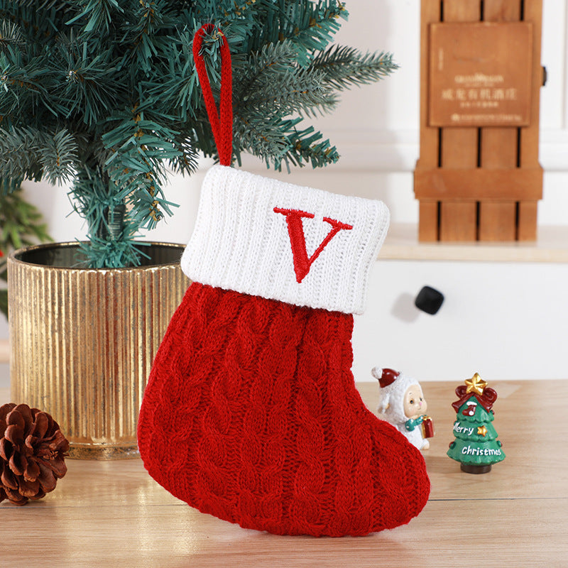 Christmas Stockings Decorative Wool Knitted Socks - Creative Tree Pendant