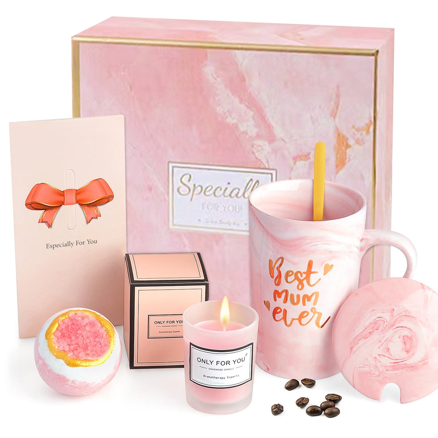Ceramic Tulip Glass Cup with Bunny Pendant and Gift Card, 301-400ml