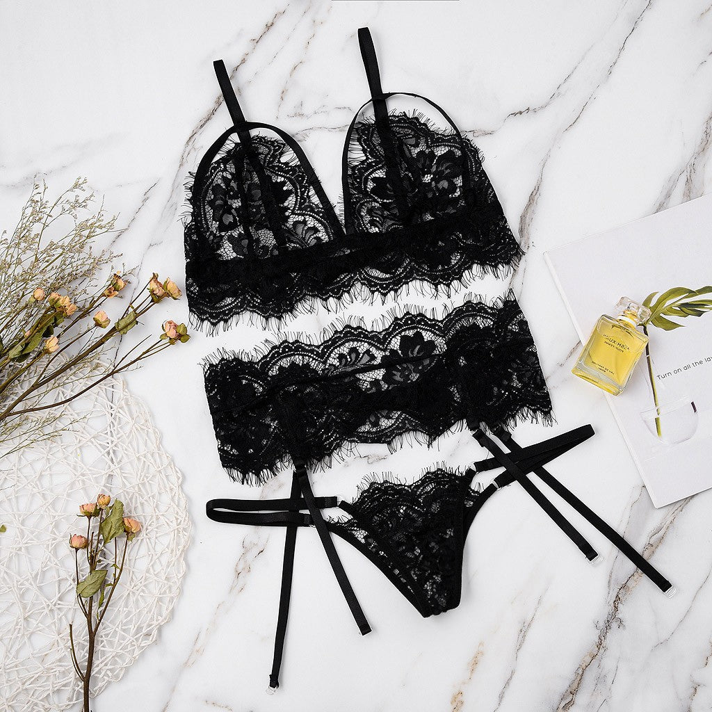 Women's Lace Split Underwear Set - Black, Multiple Sizes & Styles