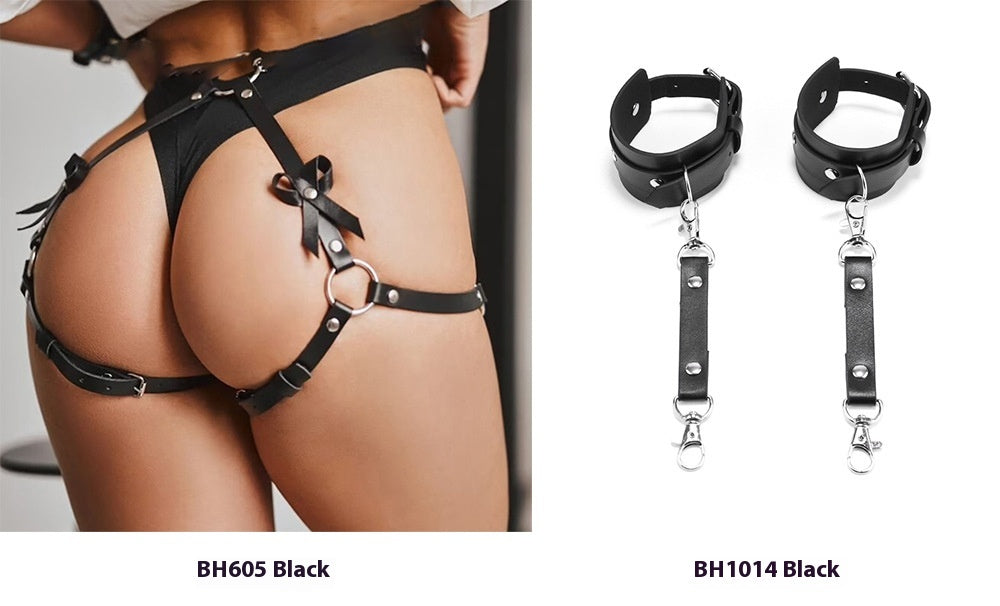 Bondage Waist Belt with Handcuffs for Adult Bondage Games - Multiple Colors