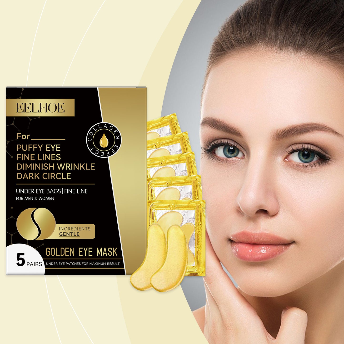 Gold Firming Eye Mask - 5 Pack Hydrating & Anti-Aging Patches