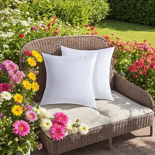 18x18 Inch White Square Pillow Set - 2 Pack Cushion Inserts