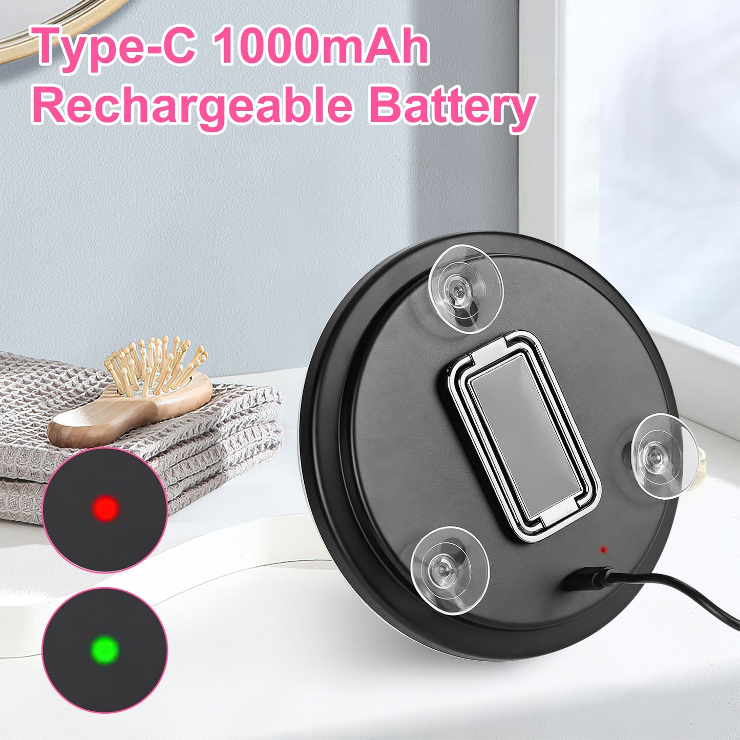 30X Magnifying Makeup Mirror with LED Light, Dimmable & 360° Adjustable Stand