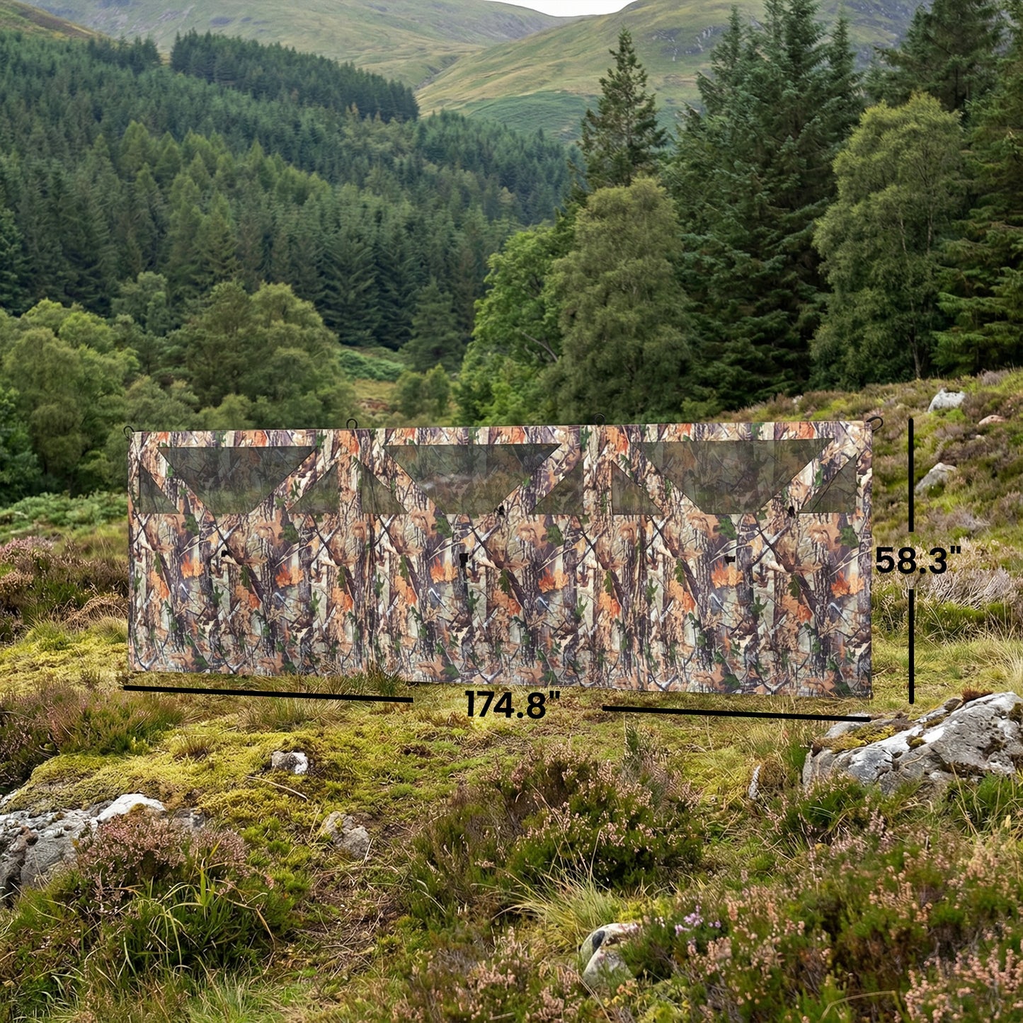 3-Panel Camouflage Hunting Blind - 176" x 58.3" Instant Setup