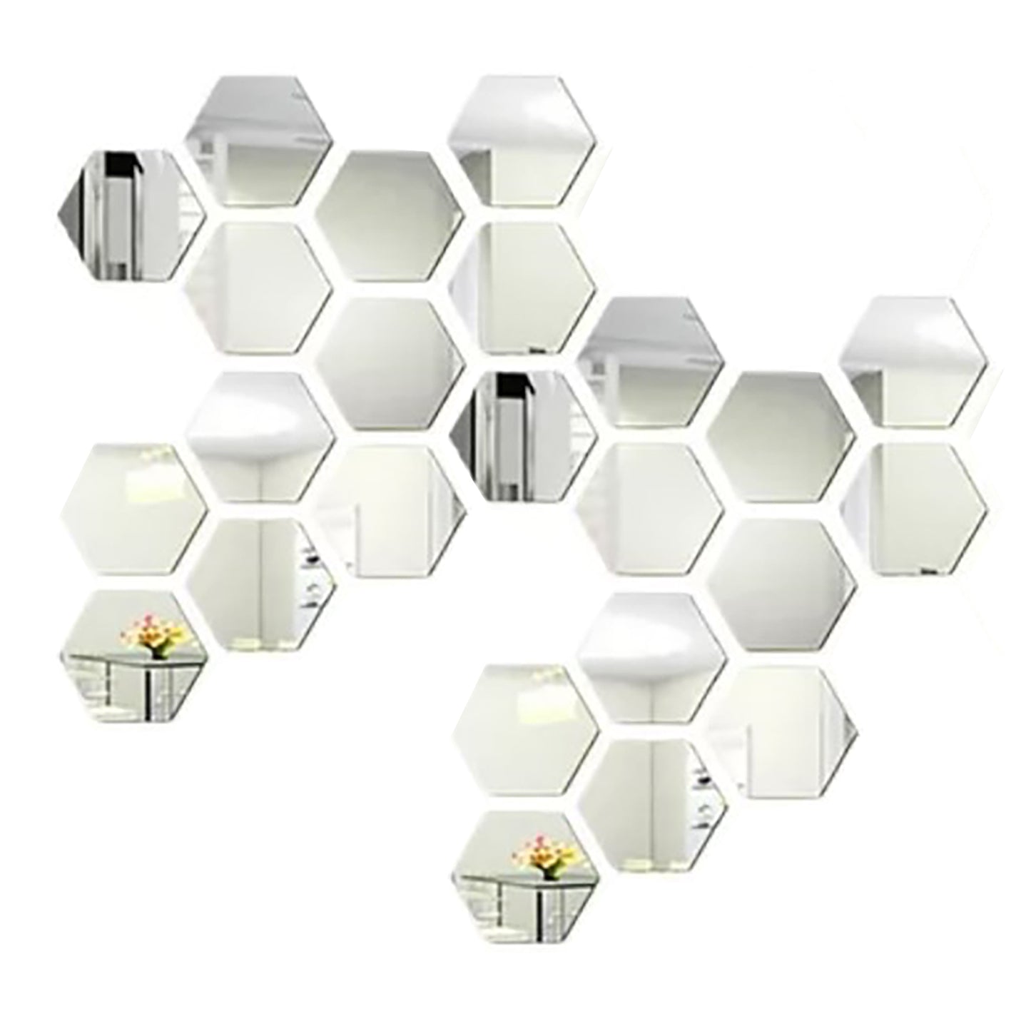 24PCS Hexagon Mirror Wall Stickers - Acrylic Home Decor