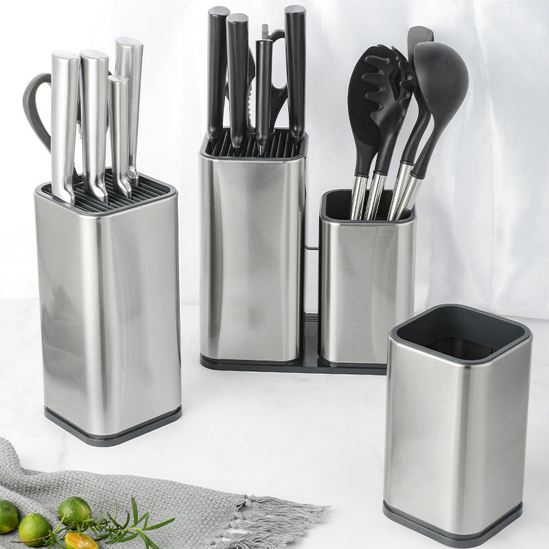 Stainless Steel Knife Holder Storage Bucket Kitchen Organizer