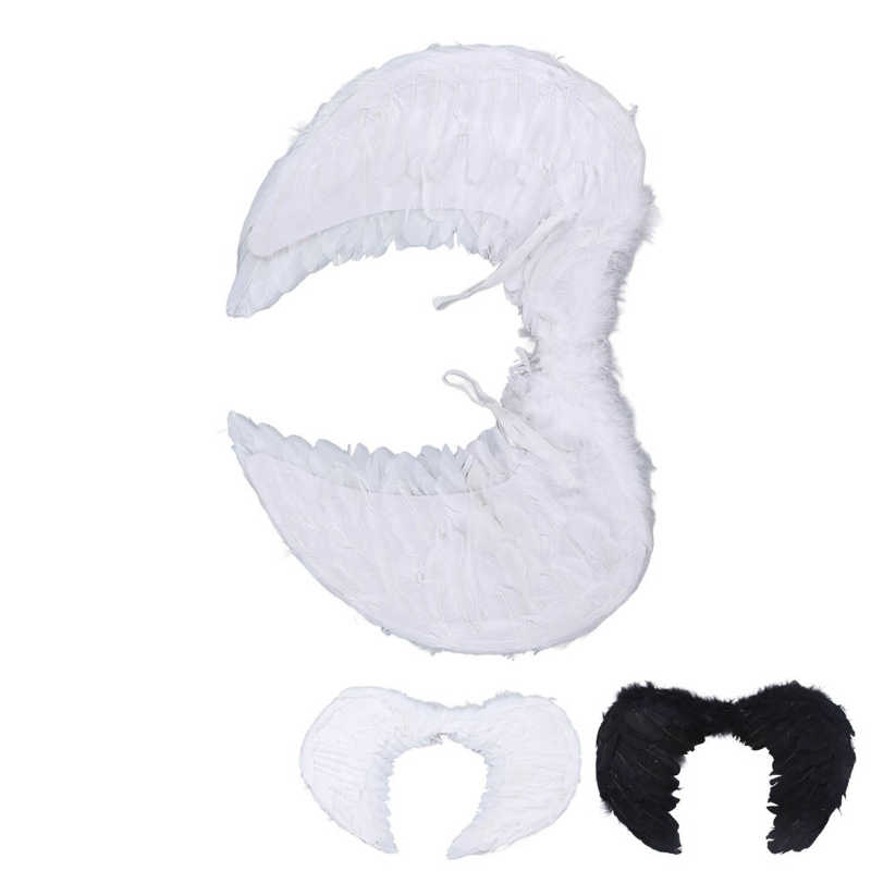 Feather Angel Wings for Christmas Stage Performances - Black & White