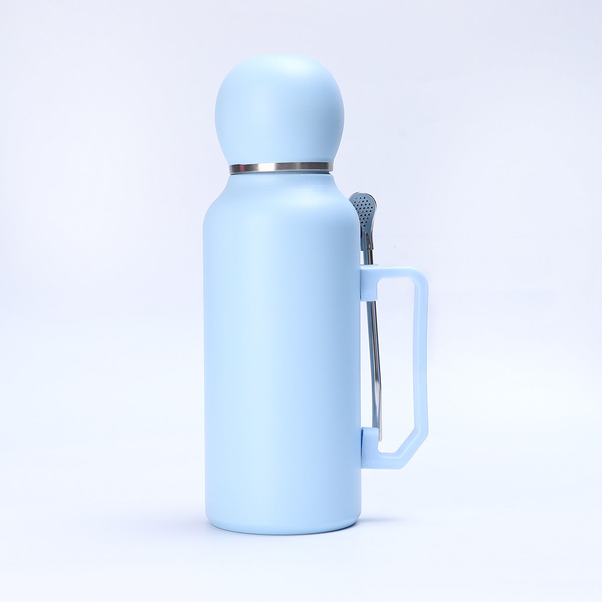 1300ML Stainless Steel Vacuum Cup with Stirring Straw & Handle - Modern Sporty Design