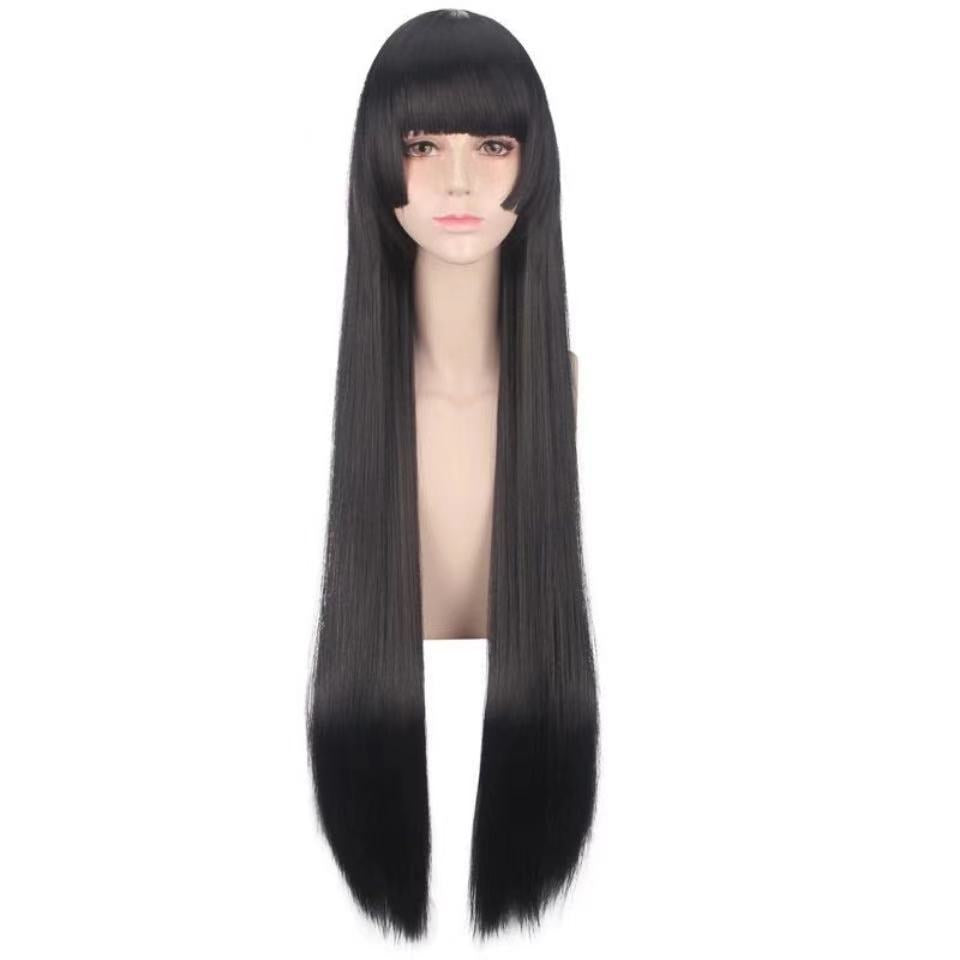 Natural Black Full-Head Wig for Women - 70cm High-Temperature Fiber