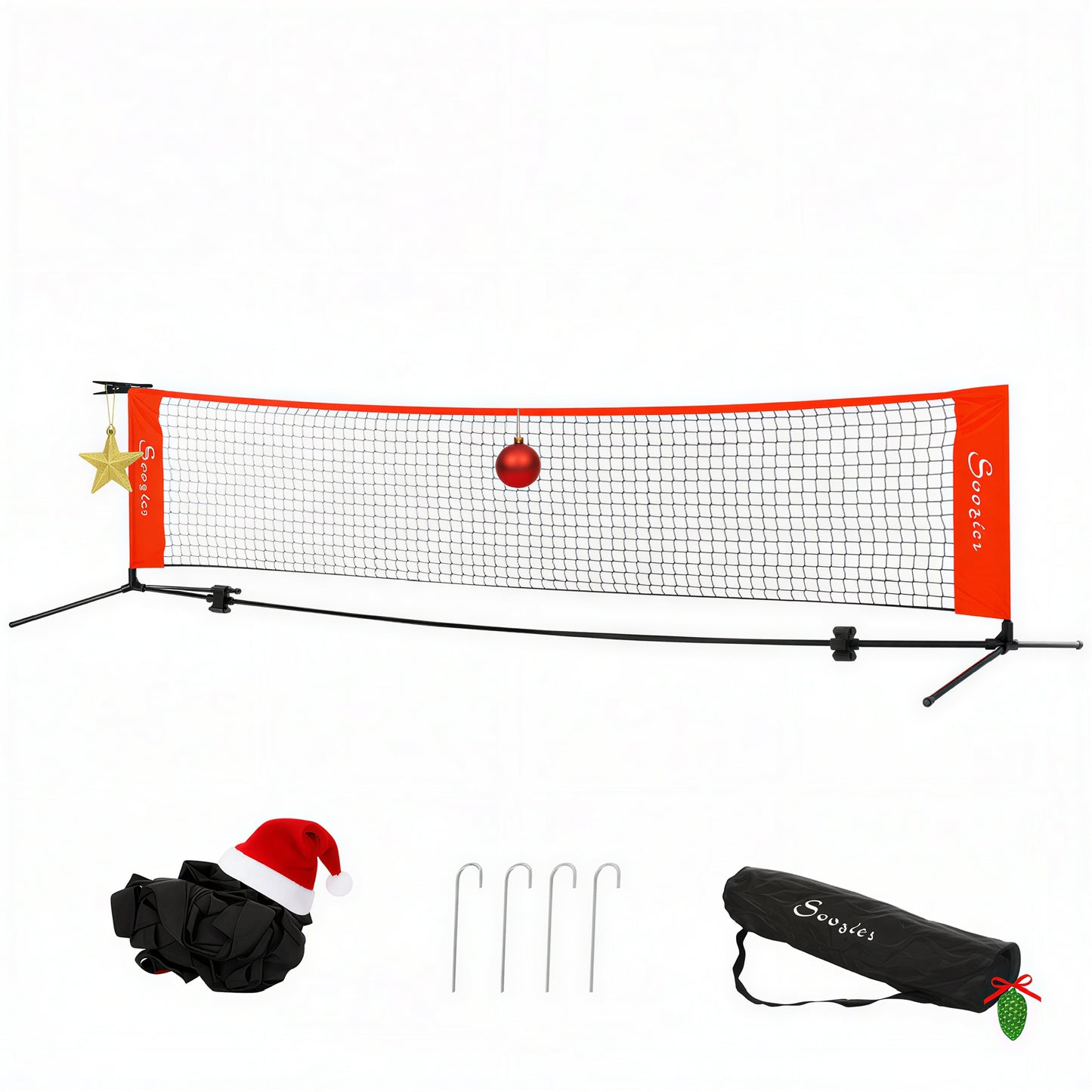 10ft Portable Soccer Tennis Net with Storage Bag - Red
