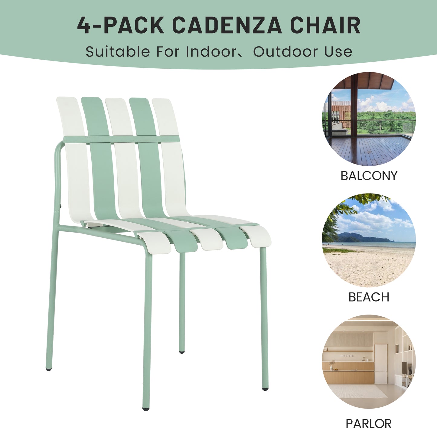 Modern Striped Color Block Chairs 4-Pack with Round Table - Waterproof
