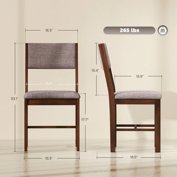 Set of 4 Dining Chairs - Light Brown Upholstered Seats