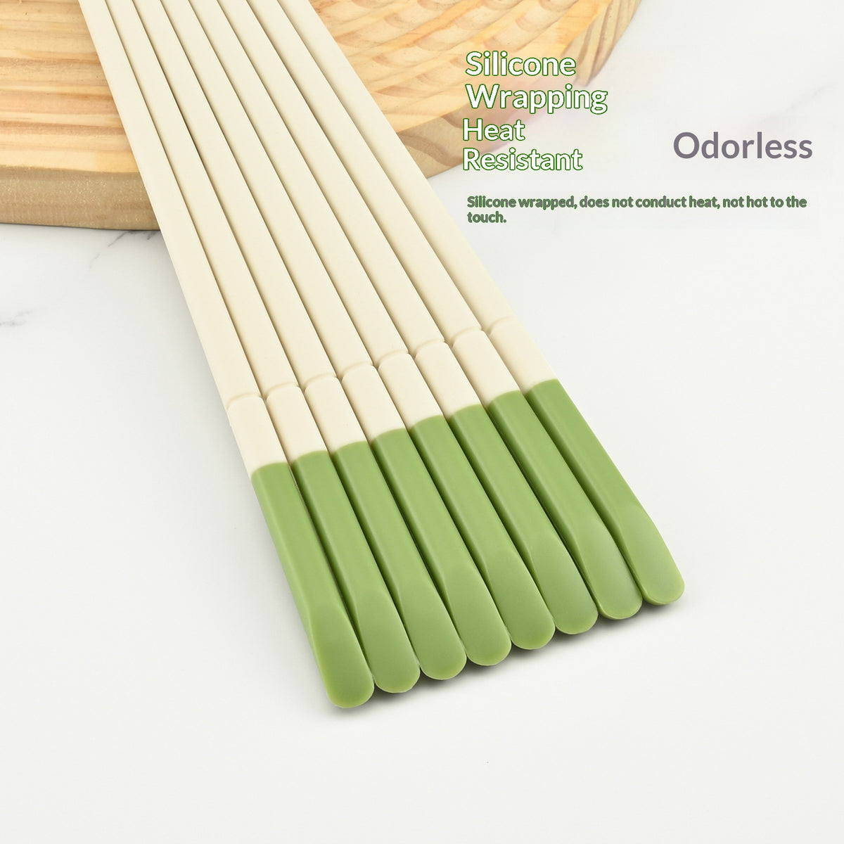 High-Temperature Resistant Matte Finish Chopsticks with Silicone Tips - Kitchen Dining