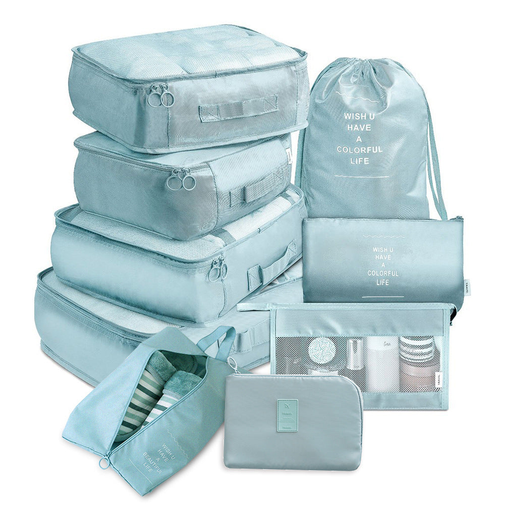 9-Piece Thickened Twill Travel Storage Bag Set for Shoes Clothes Toiletries
