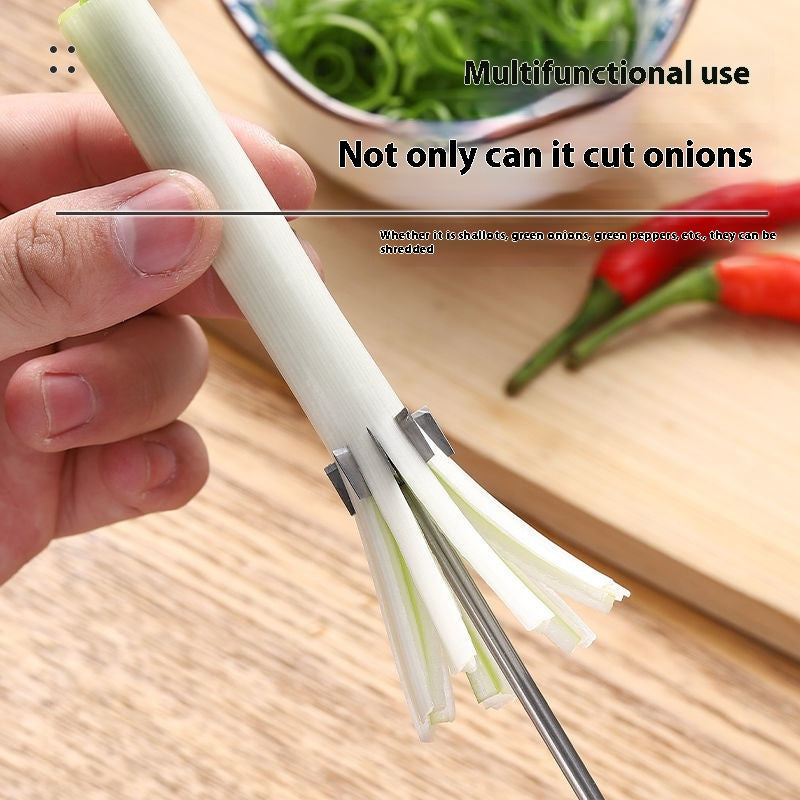 Kitchen Onion Cutting Knife - Multi-Functional Slicer Gadget, Stainless Steel