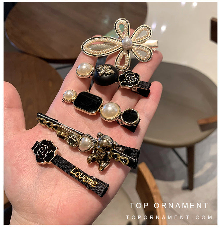 Women's Hair Clip Set - Fringe Side Barrettes in Multiple Colors & Styles