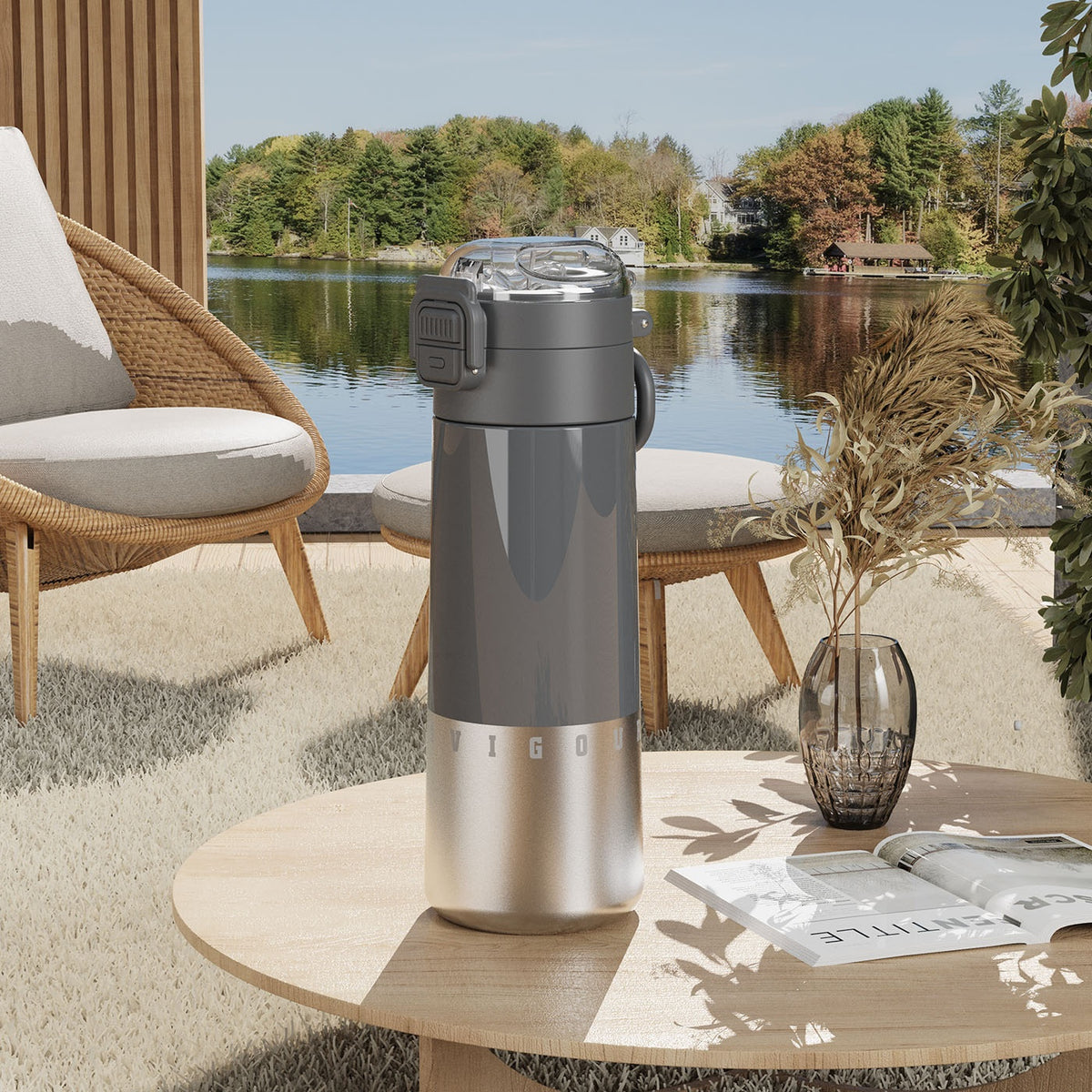 Large Capacity Stainless Steel Water Bottle with Straw - 500ML, Light Luxury