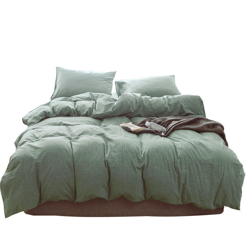 Solid Color Cotton Bed Sheet Set - Four-Piece Dormitory Bedding