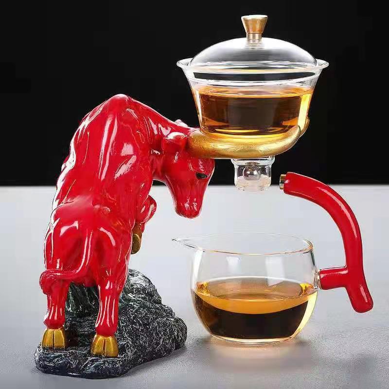 High Borosilicate Glass Tea Set with 6 Cups - Automatic Hot Cold Resistant