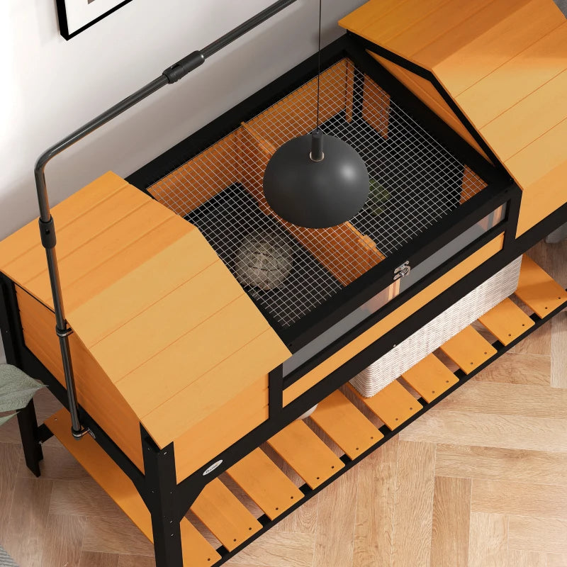 Pet Tortoise Enclosure with Adjustable Lamp Holder and Storage Shelf - Wooden Habitat for Reptiles