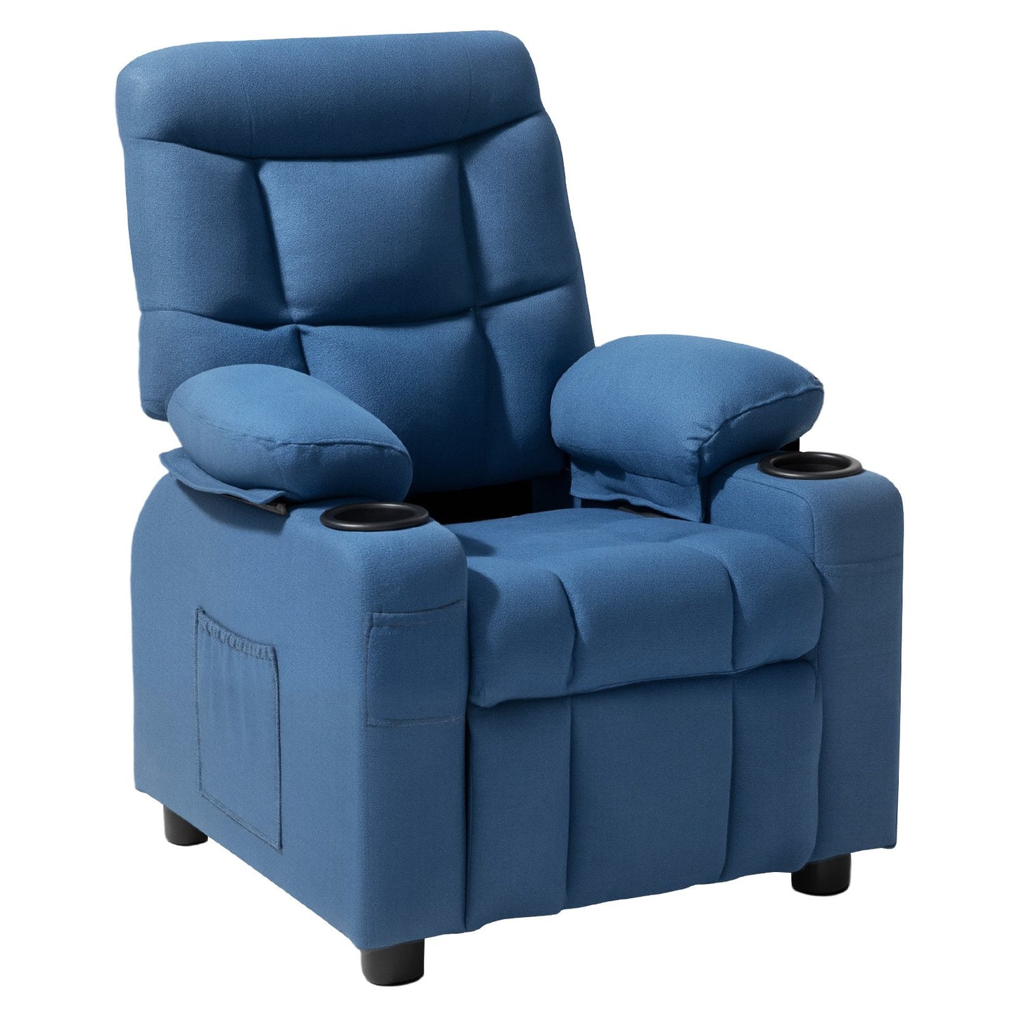 Kids Recliner Chair with Cup Holders & Adjustable Backrest - Blue