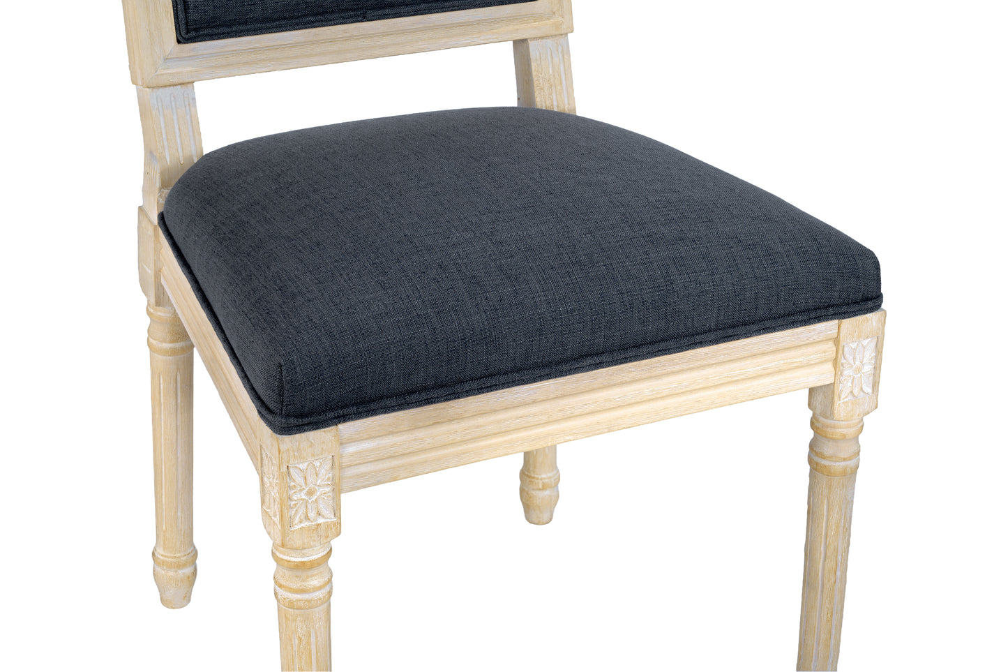 French Country Dining Chairs Set of 2 - Upholstered Grey