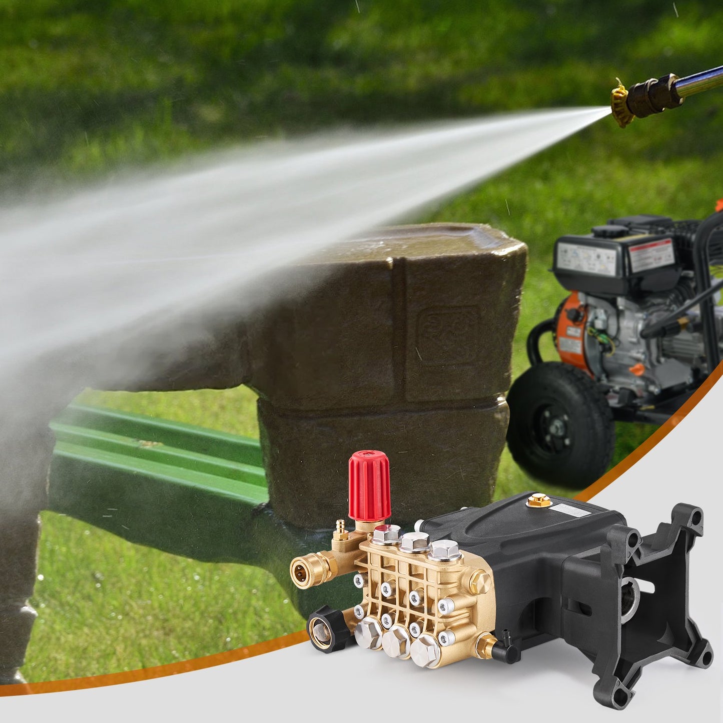 High-Pressure Washer Pump 4000 PSI 4.0 GPM Horizontal Triplex Shaft Black