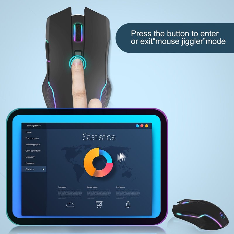 Wireless Adjustable Mouse for Home Office & Gaming - Black