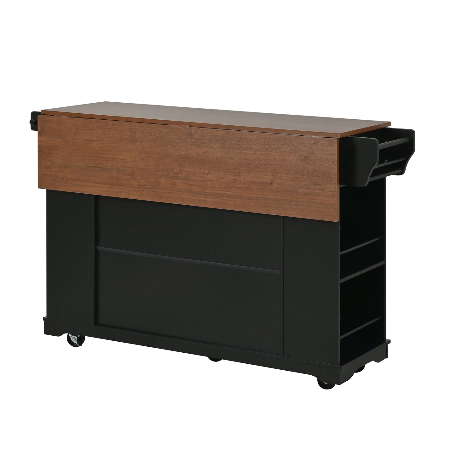 54" Mobile Kitchen Island with Glass Door Storage & Power Outlet