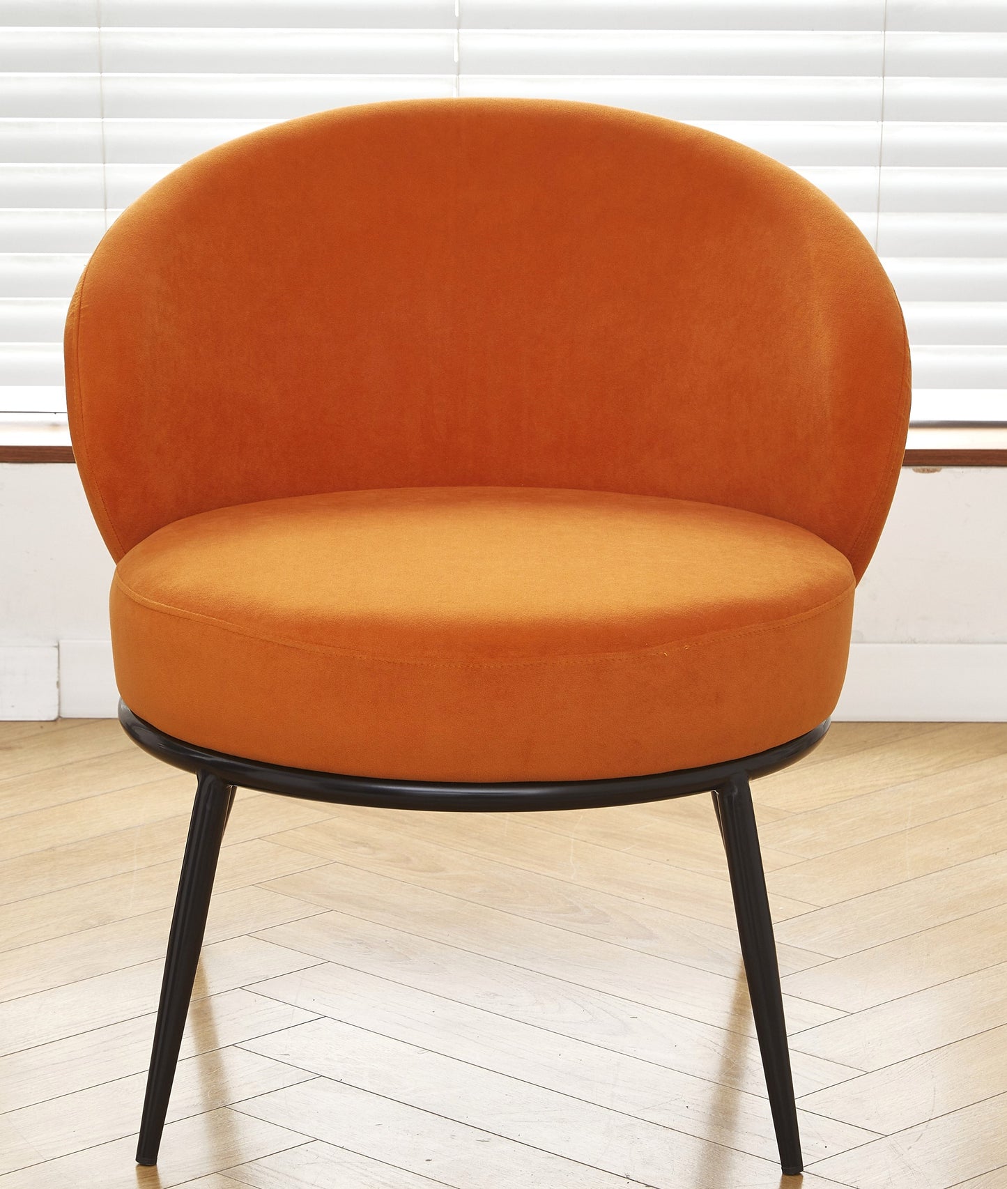 Round Velvet Accent Chair, Mid-Century Modern Upholstered Armchair