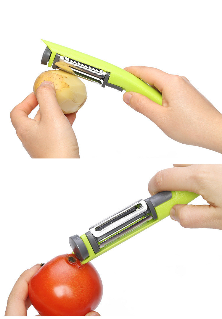 Three-in-One Rotary Peeler - Multi-Function Kitchen Tool in Green, Red, Blue