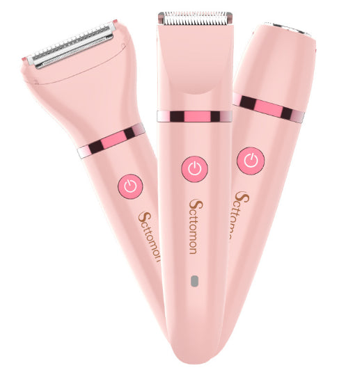 Women's Electric Three-in-One Lady Shaver - USB Rechargeable Body Razor Pink