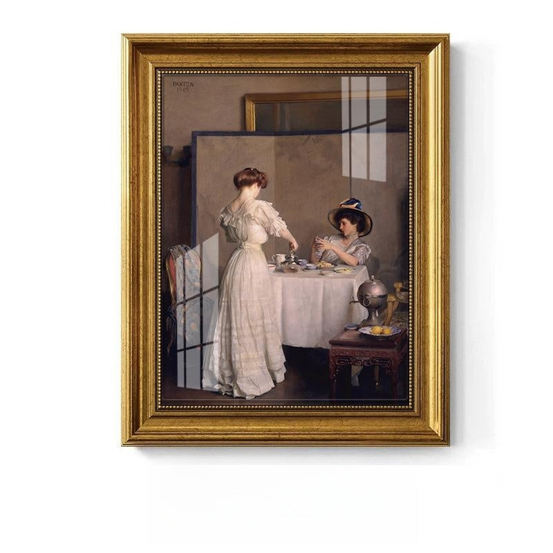 European American Style Decorative Oil Painting with Gold Frame - Landscape or Character