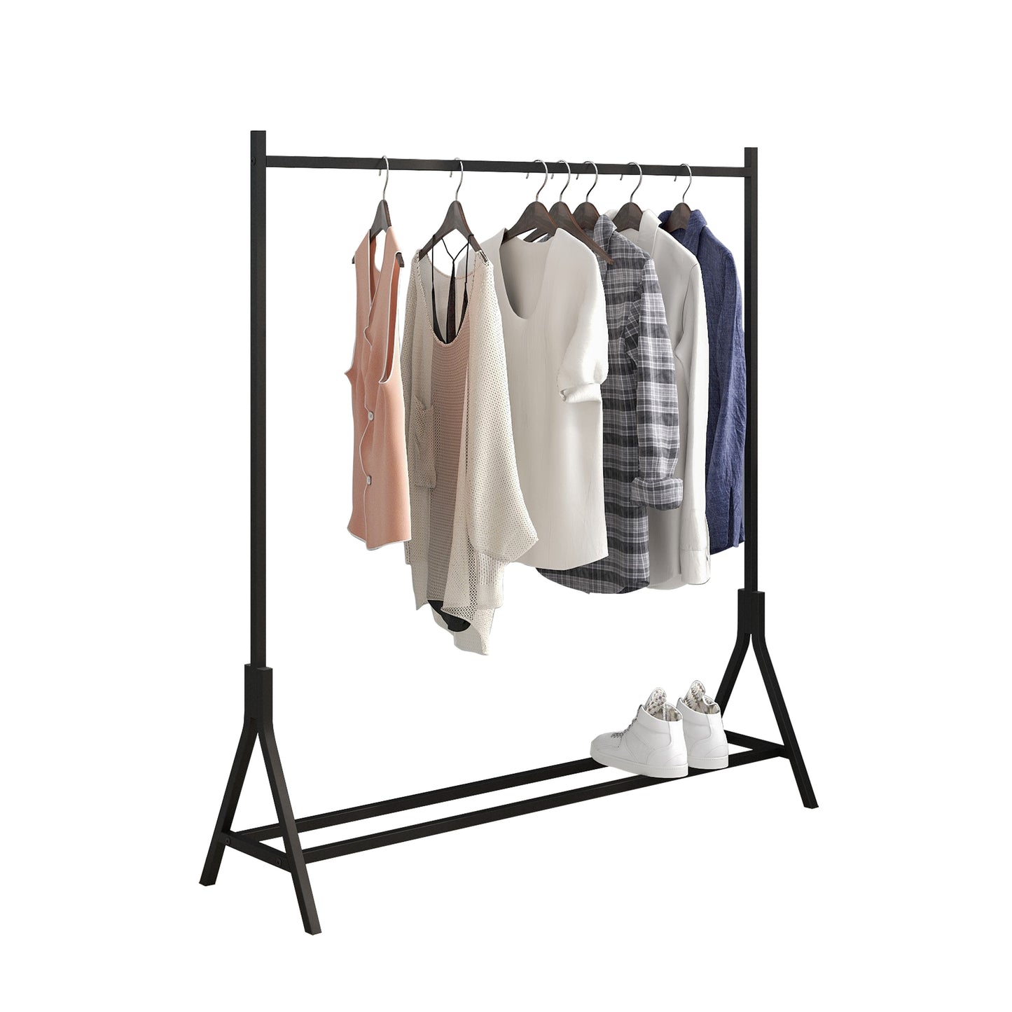 Freestanding Garment Rack - Multi-functional Black Clothing Hanger