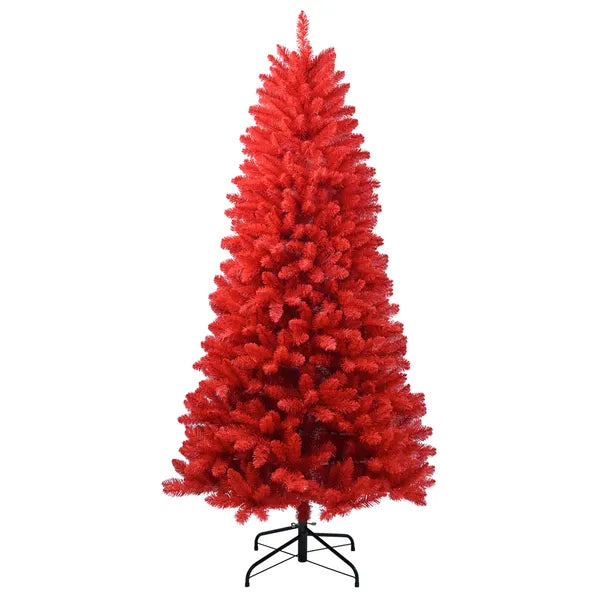 6FT Red Christmas Tree - Pure Red PVC with 804 Tips