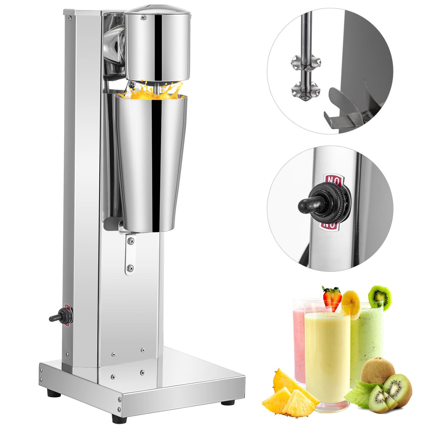 Stainless Steel Electric Milkshake Maker Kit - 180W, 2-Speed, 800ml Capacity