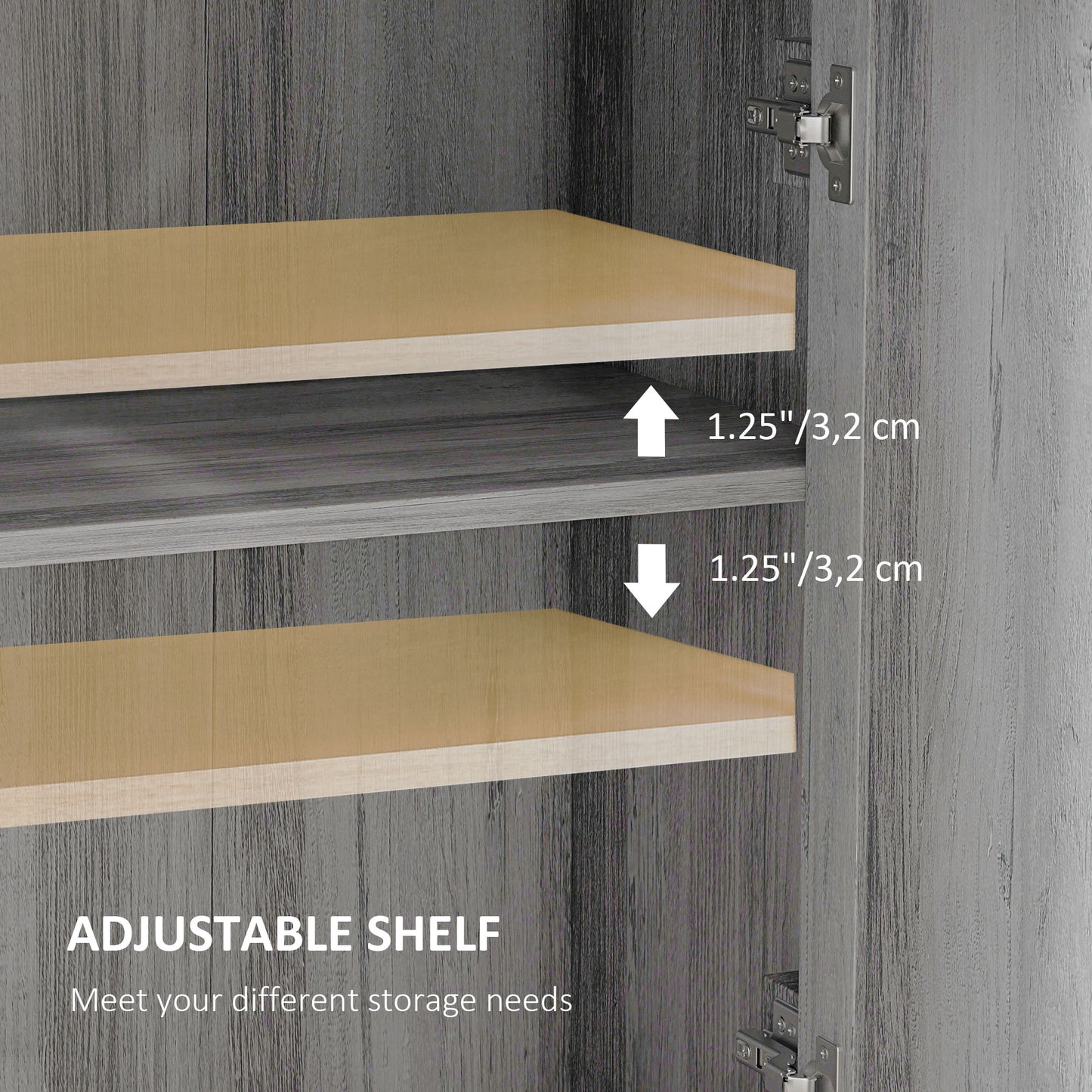 Farmhouse Storage Cabinet with Doors and Drawer - Light Gray