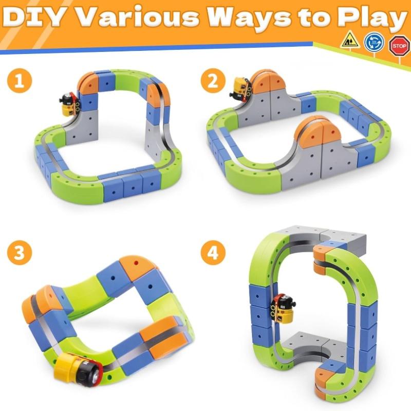 Electric Train Track Toy Set with Rechargeable Locomotive - 101 Pieces, Building & Creative Play
